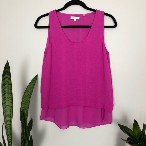 Rebecca Taylor Double Layer Aerin Top Fuchsia - Picture 4 of 11